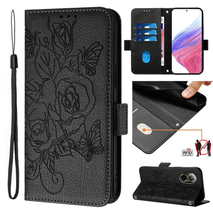 Embossed Rose RFID Anti-theft Leather Phone Case, For Realme 12 5G, For Realme Narzo N53 4G, For Realme Note 50 4G / C51 4G / C53 4G, For Realme 12 Pro 5G / 12 Pro+ 5G, For Realme C67 4G Global, For Realme 11 5G Global / 11X 5G                         ...