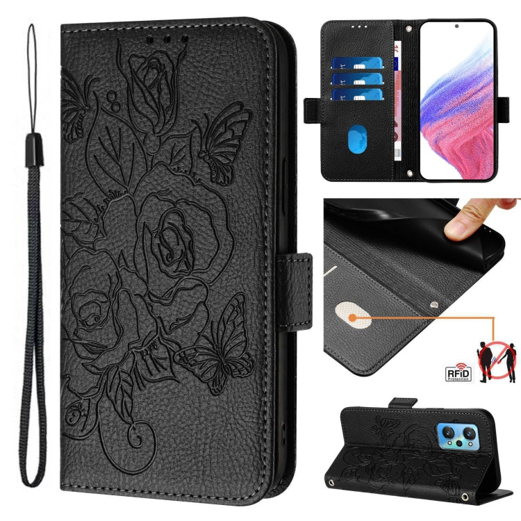 Embossed Rose RFID Anti-theft Leather Phone Case, For Realme 10 Pro+ 5G, For Realme 10 4G Global, For Realme C30 4G / Narzo 50i Prime / C30s, For Realme GT Neo 3T, For Realme 9 Pro+ 5G / 9 4G Global, For Realme Narzo 50 Pro 5G, For Realme GT Neo 3     ...