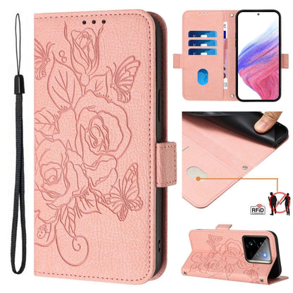 Embossed Rose RFID Anti-theft Leather Phone Case, For Realme 14x Global / V70 5G / C75 5G, For Realme Narzo 80 Pro / 14 Pro 5G India, For Realme 14 5G / 14T 5G Global, For Realme P3 Ultra 5G, For Realme P3 5G, For Realme 14 Pro+ 5G, For Realme 14 Pro 5...