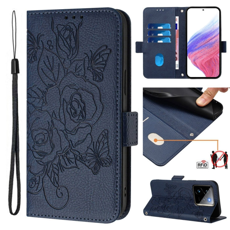 Embossed Rose RFID Anti-theft Leather Phone Case, For Realme 14x Global / V70 5G / C75 5G, For Realme Narzo 80 Pro / 14 Pro 5G India, For Realme 14 5G / 14T 5G Global, For Realme P3 Ultra 5G, For Realme P3 5G, For Realme 14 Pro+ 5G, For Realme 14 Pro 5...