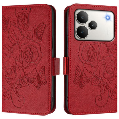 Embossed Rose RFID Anti-theft Leather Phone Case, For Realme P4x 5G / OnePlus Nord CE6 Lite, For Realme 16T 5G Global, For Realme C100 5G, For Realme P4 Power 5G, For Realme Note 80 4G Global, For Realme C83 5G India, For Realme 16 5G Global           ...