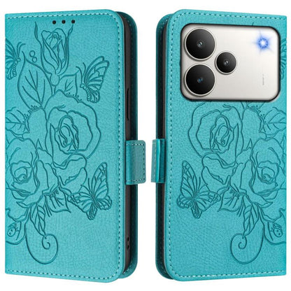 Embossed Rose RFID Anti-theft Leather Phone Case, For Realme P4x 5G / OnePlus Nord CE6 Lite, For Realme 16T 5G Global, For Realme C100 5G, For Realme P4 Power 5G, For Realme Note 80 4G Global, For Realme C83 5G India, For Realme 16 5G Global           ...