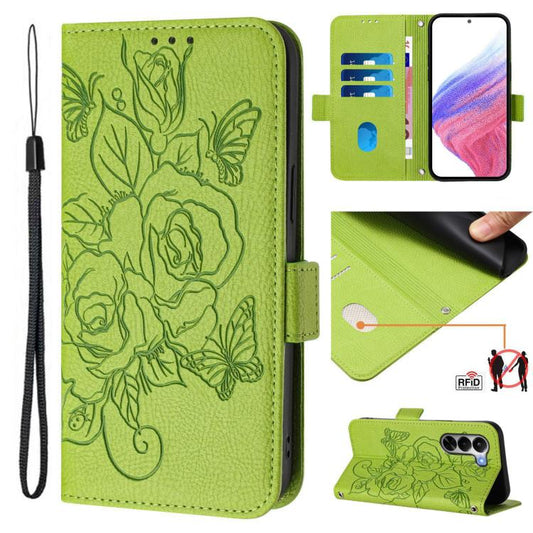 Embossed Rose RFID Anti-theft Leather Phone Case, For Realme P4x 5G / OnePlus Nord CE6 Lite, For Realme 16T 5G Global, For Realme C100 5G, For Realme P4 Power 5G, For Realme Note 80 4G Global, For Realme C83 5G India, For Realme 16 5G Global