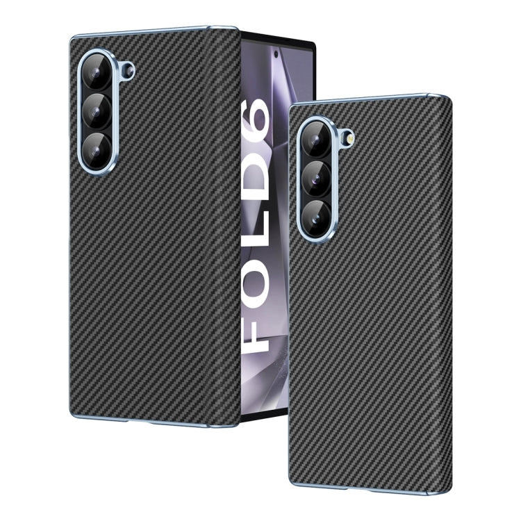 Electroplated Carbon Fiber Pattern Folding Phone Case with Hinge, For Galaxy Z Fold8 Ultra 5G, For Galaxy Z Fold6 5G, For Galaxy Z Fold5 5G