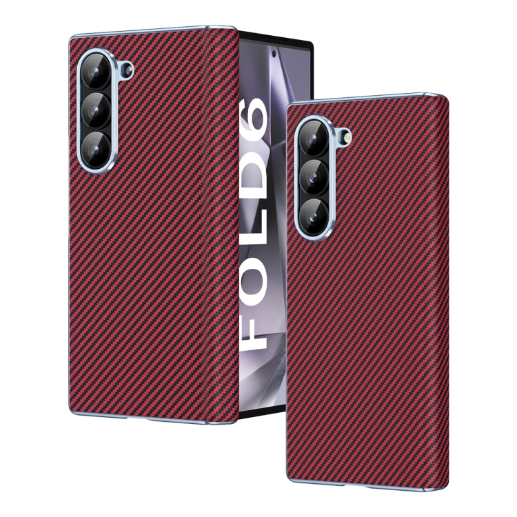 Electroplated Carbon Fiber Pattern Folding Phone Case with Hinge, For Galaxy Z Fold8 Ultra 5G, For Galaxy Z Fold6 5G, For Galaxy Z Fold5 5G