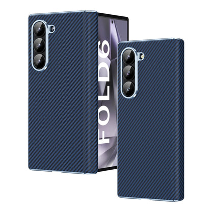 Electroplated Carbon Fiber Pattern Folding Phone Case with Hinge, For Galaxy Z Fold8 Ultra 5G, For Galaxy Z Fold6 5G, For Galaxy Z Fold5 5G