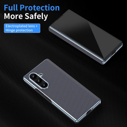 Electroplated Carbon Fiber Pattern Folding Phone Case with Hinge, For Galaxy Z Fold8 Ultra 5G, For Galaxy Z Fold6 5G, For Galaxy Z Fold5 5G