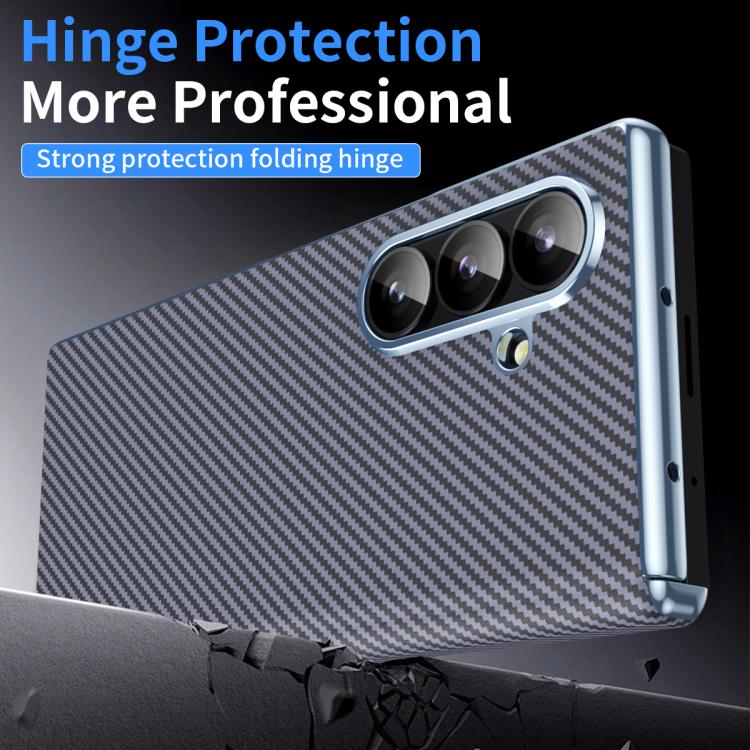 Electroplated Carbon Fiber Pattern Folding Phone Case with Hinge, For Galaxy Z Fold8 Ultra 5G, For Galaxy Z Fold6 5G, For Galaxy Z Fold5 5G