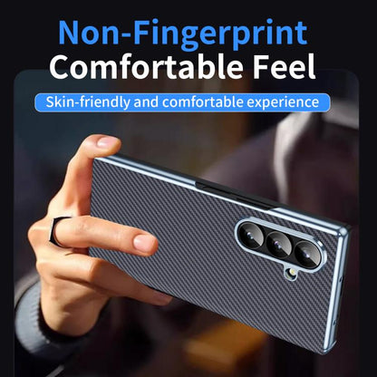 Electroplated Carbon Fiber Pattern Folding Phone Case with Hinge, For Galaxy Z Fold8 Ultra 5G, For Galaxy Z Fold6 5G, For Galaxy Z Fold5 5G
