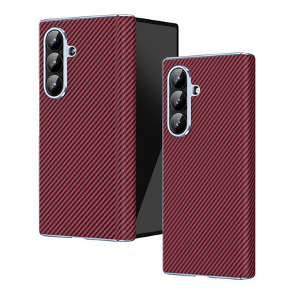 Electroplated Carbon Fiber Pattern Folding Phone Case with Hinge, For Galaxy Z Fold8 Ultra 5G, For Galaxy Z Fold6 5G, For Galaxy Z Fold5 5G