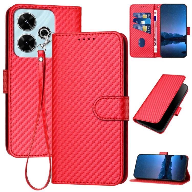 YX0070 Carbon Fiber Buckle Leather Phone Case with Lanyard, For Redmi Note 14 4G 164.84mm, For Redmi Turbo 4 / Poco X7 Pro, For Redmi Note 14 Pro 4G, For Redmi Note 14 4G 163.25mm, For Redmi Note 14 5G, For Redmi Note 14 Pro+ 5G, For Redmi Note 14 Pro ...