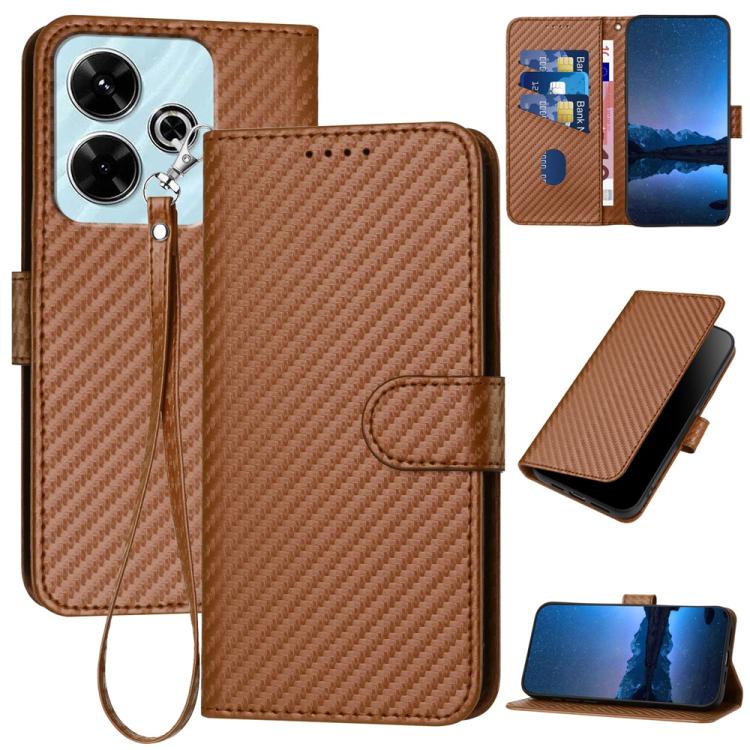 YX0070 Carbon Fiber Buckle Leather Phone Case with Lanyard, For Redmi Note 14 4G 164.84mm, For Redmi Turbo 4 / Poco X7 Pro, For Redmi Note 14 Pro 4G, For Redmi Note 14 4G 163.25mm, For Redmi Note 14 5G, For Redmi Note 14 Pro+ 5G, For Redmi Note 14 Pro ...