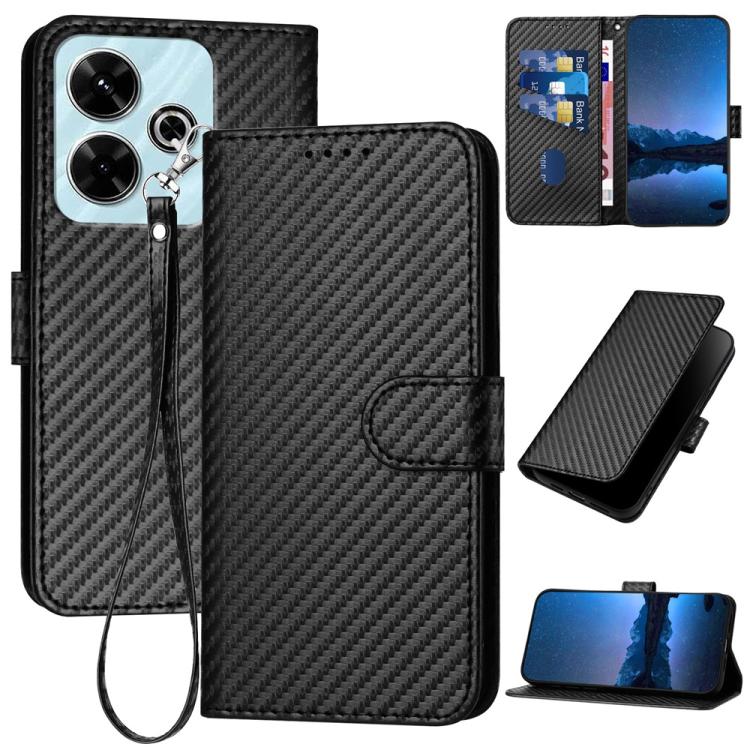 YX0070 Carbon Fiber Buckle Leather Phone Case with Lanyard, For Redmi Note 14 4G 164.84mm, For Redmi Turbo 4 / Poco X7 Pro, For Redmi Note 14 Pro 4G, For Redmi Note 14 4G 163.25mm, For Redmi Note 14 5G, For Redmi Note 14 Pro+ 5G, For Redmi Note 14 Pro ...
