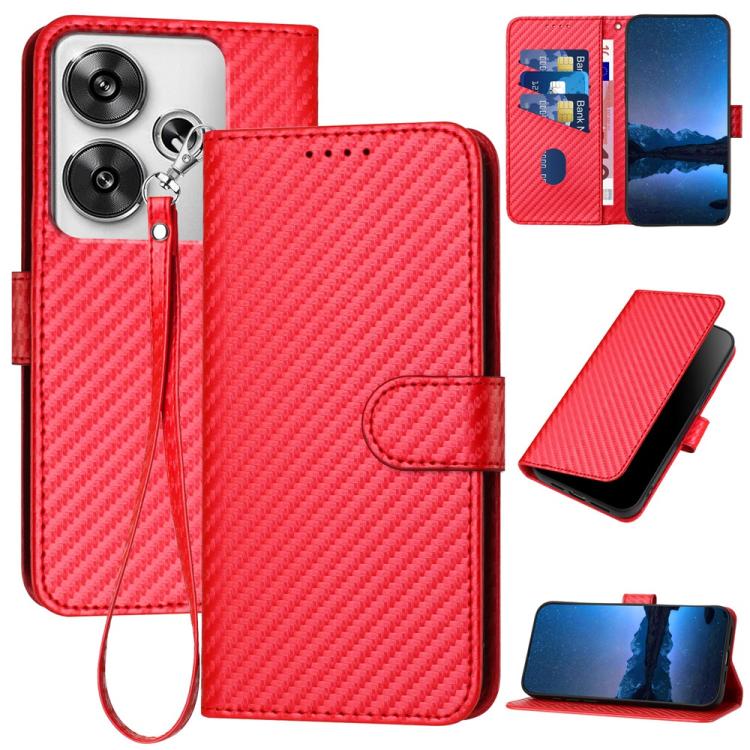 YX0070 Carbon Fiber Buckle Leather Phone Case with Lanyard, For Redmi Note 14 4G 164.84mm, For Redmi Turbo 4 / Poco X7 Pro, For Redmi Note 14 Pro 4G, For Redmi Note 14 4G 163.25mm, For Redmi Note 14 5G, For Redmi Note 14 Pro+ 5G, For Redmi Note 14 Pro ...