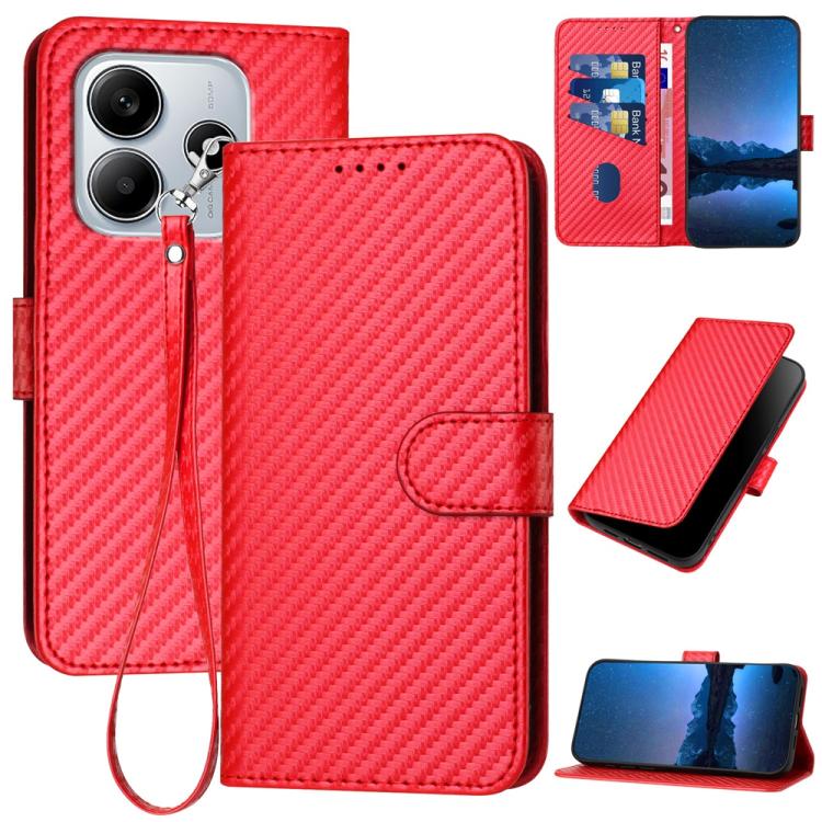 YX0070 Carbon Fiber Buckle Leather Phone Case with Lanyard, For Redmi Note 14 4G 164.84mm, For Redmi Turbo 4 / Poco X7 Pro, For Redmi Note 14 Pro 4G, For Redmi Note 14 4G 163.25mm, For Redmi Note 14 5G, For Redmi Note 14 Pro+ 5G, For Redmi Note 14 Pro ...