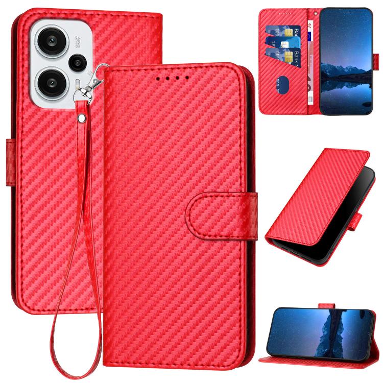 YX0070 Carbon Fiber Buckle Leather Phone Case with Lanyard, For Redmi Note 14 4G 164.84mm, For Redmi Turbo 4 / Poco X7 Pro, For Redmi Note 14 Pro 4G, For Redmi Note 14 4G 163.25mm, For Redmi Note 14 5G, For Redmi Note 14 Pro+ 5G, For Redmi Note 14 Pro ...