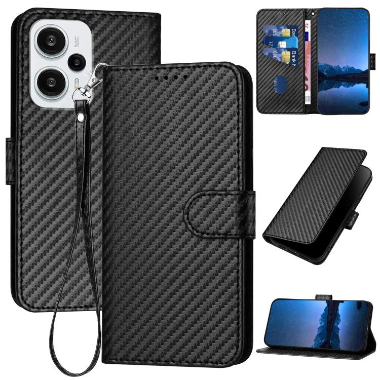 YX0070 Carbon Fiber Buckle Leather Phone Case with Lanyard, For Redmi Note 14 4G 164.84mm, For Redmi Turbo 4 / Poco X7 Pro, For Redmi Note 14 Pro 4G, For Redmi Note 14 4G 163.25mm, For Redmi Note 14 5G, For Redmi Note 14 Pro+ 5G, For Redmi Note 14 Pro ...