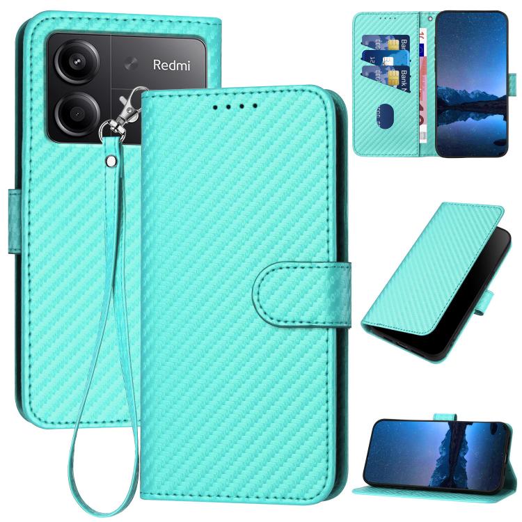 YX0070 Carbon Fiber Buckle Leather Phone Case with Lanyard, For Redmi Note 14 4G 164.84mm, For Redmi Turbo 4 / Poco X7 Pro, For Redmi Note 14 Pro 4G, For Redmi Note 14 4G 163.25mm, For Redmi Note 14 5G, For Redmi Note 14 Pro+ 5G, For Redmi Note 14 Pro ...