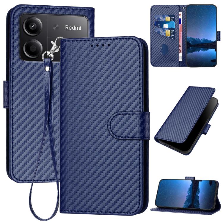 YX0070 Carbon Fiber Buckle Leather Phone Case with Lanyard, For Redmi Note 14 4G 164.84mm, For Redmi Turbo 4 / Poco X7 Pro, For Redmi Note 14 Pro 4G, For Redmi Note 14 4G 163.25mm, For Redmi Note 14 5G, For Redmi Note 14 Pro+ 5G, For Redmi Note 14 Pro ...