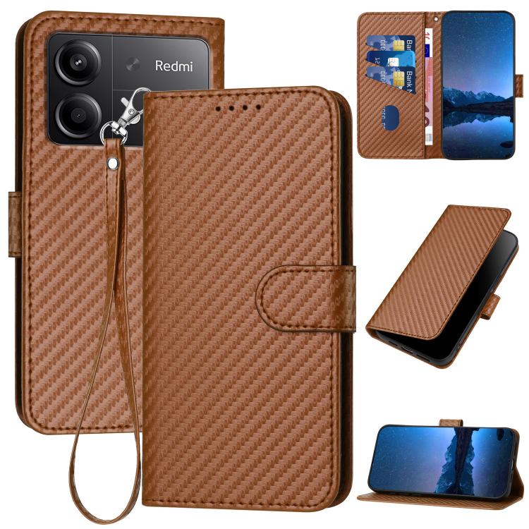 YX0070 Carbon Fiber Buckle Leather Phone Case with Lanyard, For Redmi Note 14 4G 164.84mm, For Redmi Turbo 4 / Poco X7 Pro, For Redmi Note 14 Pro 4G, For Redmi Note 14 4G 163.25mm, For Redmi Note 14 5G, For Redmi Note 14 Pro+ 5G, For Redmi Note 14 Pro ...