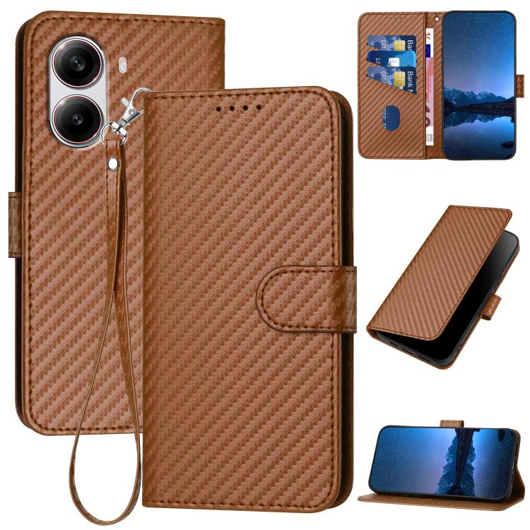 YX0070 Carbon Fiber Buckle Leather Phone Case with Lanyard, For Redmi Note 14 4G 164.84mm, For Redmi Turbo 4 / Poco X7 Pro, For Redmi Note 14 Pro 4G, For Redmi Note 14 4G 163.25mm, For Redmi Note 14 5G, For Redmi Note 14 Pro+ 5G, For Redmi Note 14 Pro ...