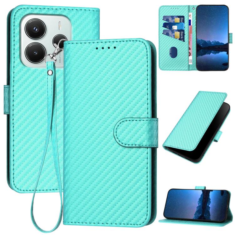 YX0070 Carbon Fiber Buckle Leather Phone Case with Lanyard, For Redmi Note 14 4G 164.84mm, For Redmi Turbo 4 / Poco X7 Pro, For Redmi Note 14 Pro 4G, For Redmi Note 14 4G 163.25mm, For Redmi Note 14 5G, For Redmi Note 14 Pro+ 5G, For Redmi Note 14 Pro ...
