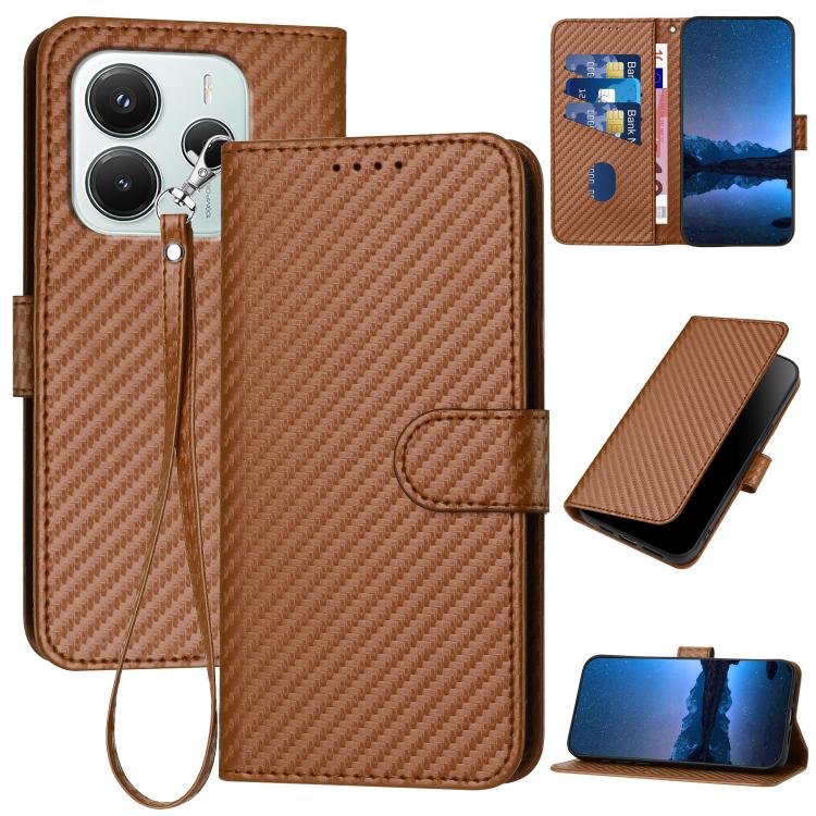 YX0070 Carbon Fiber Buckle Leather Phone Case with Lanyard, For Redmi Note 14 4G 164.84mm, For Redmi Turbo 4 / Poco X7 Pro, For Redmi Note 14 Pro 4G, For Redmi Note 14 4G 163.25mm, For Redmi Note 14 5G, For Redmi Note 14 Pro+ 5G, For Redmi Note 14 Pro ...
