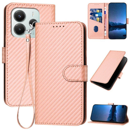 YX0070 Carbon Fiber Buckle Leather Phone Case with Lanyard, For Redmi Note 14 4G 164.84mm, For Redmi Turbo 4 / Poco X7 Pro, For Redmi Note 14 Pro 4G, For Redmi Note 14 4G 163.25mm, For Redmi Note 14 5G, For Redmi Note 14 Pro+ 5G, For Redmi Note 14 Pro ...