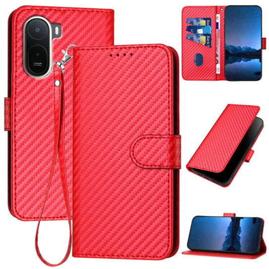 YX0070 Carbon Fiber Buckle Leather Phone Case with Lanyard, For Redmi A7 Pro 4G / 5G 171mm / Poco C85x 5G, For Redmi Turbo 5 Max / Poco X8 Pro Max, For Redmi Turbo 5 5G / Poco X8 Pro 5G, For Redmi Note 15 4G / 5G 164mm / Poco M8 5G