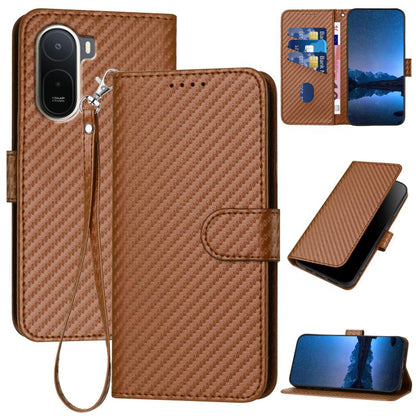 YX0070 Carbon Fiber Buckle Leather Phone Case with Lanyard, For Redmi A7 Pro 4G / 5G 171mm / Poco C85x 5G, For Redmi Turbo 5 Max / Poco X8 Pro Max, For Redmi Turbo 5 5G / Poco X8 Pro 5G, For Redmi Note 15 4G / 5G 164mm / Poco M8 5G                     ...