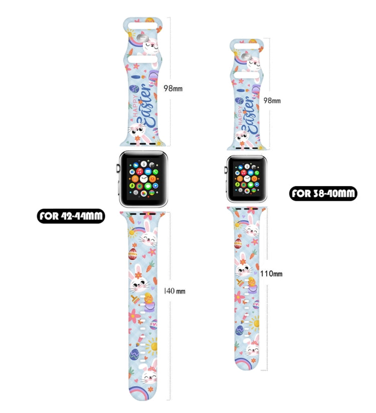Butterfly Buckle Easter Printed Silicone Watch Band, For Apple Watch SE 2023 44mm, For Apple Watch SE 2023 40mm, For Apple Watch Ultra 2 49mm, For Apple Watch Series 9 45mm, For Apple Watch Series 9 41mm, For Apple Watch Ultra 49mm                     ...