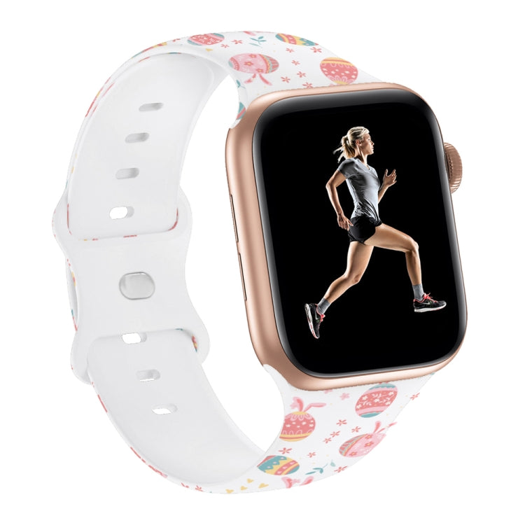Butterfly Buckle Easter Printed Silicone Watch Band, For Apple Watch SE 2023 44mm, For Apple Watch SE 2023 40mm, For Apple Watch Ultra 2 49mm, For Apple Watch Series 9 45mm, For Apple Watch Series 9 41mm, For Apple Watch Ultra 49mm                     ...