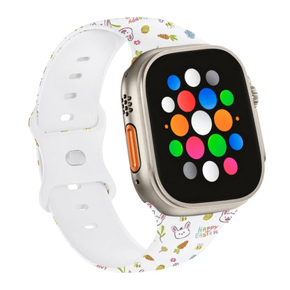 Butterfly Buckle Easter Printed Silicone Watch Band, For Apple Watch SE 2023 44mm, For Apple Watch SE 2023 40mm, For Apple Watch Ultra 2 49mm, For Apple Watch Series 9 45mm, For Apple Watch Series 9 41mm, For Apple Watch Ultra 49mm                     ...