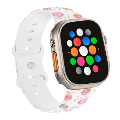 Butterfly Buckle Easter Printed Silicone Watch Band, For Apple Watch SE 2023 44mm, For Apple Watch SE 2023 40mm, For Apple Watch Ultra 2 49mm, For Apple Watch Series 9 45mm, For Apple Watch Series 9 41mm, For Apple Watch Ultra 49mm                     ...