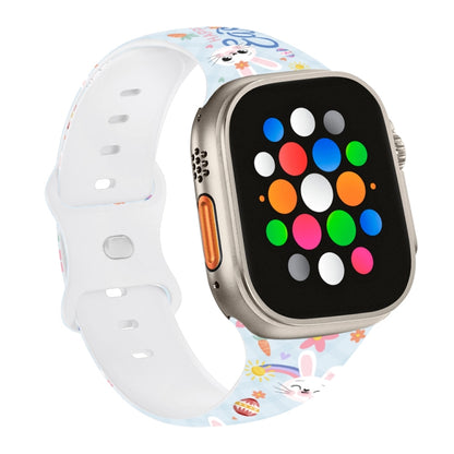 Butterfly Buckle Easter Printed Silicone Watch Band, For Apple Watch SE 2023 44mm, For Apple Watch SE 2023 40mm, For Apple Watch Ultra 2 49mm, For Apple Watch Series 9 45mm, For Apple Watch Series 9 41mm, For Apple Watch Ultra 49mm                     ...