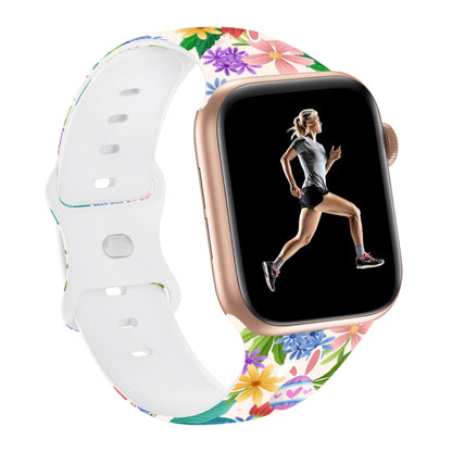 Butterfly Buckle Easter Printed Silicone Watch Band, For Apple Watch SE 2023 44mm, For Apple Watch SE 2023 40mm, For Apple Watch Ultra 2 49mm, For Apple Watch Series 9 45mm, For Apple Watch Series 9 41mm, For Apple Watch Ultra 49mm                     ...