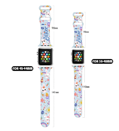 Butterfly Buckle Easter Printed Silicone Watch Band, For Apple Watch SE 44mm, For Apple Watch Series 6 40mm, For Apple Watch Series 6 44mm, For Apple Watch Series 5 44mm, For Apple Watch Series 5 40mm, For Apple Watch Series 4 44mm                     ...