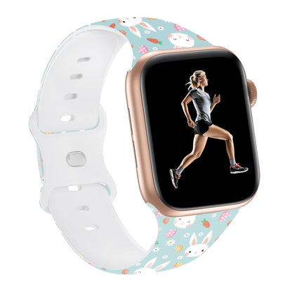 Butterfly Buckle Easter Printed Silicone Watch Band, For Apple Watch SE 44mm, For Apple Watch Series 6 40mm, For Apple Watch Series 6 44mm, For Apple Watch Series 5 44mm, For Apple Watch Series 5 40mm, For Apple Watch Series 4 44mm                     ...