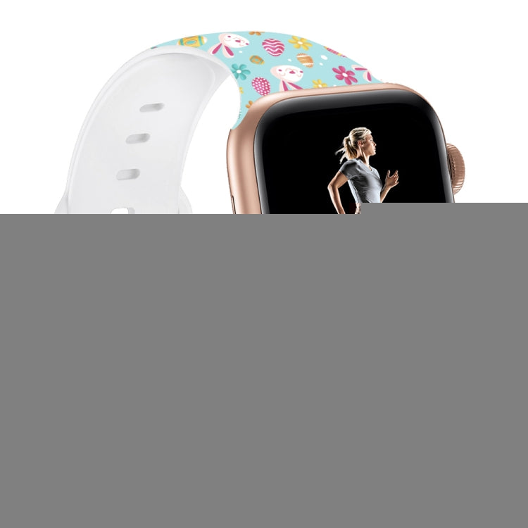 Butterfly Buckle Easter Printed Silicone Watch Band, For Apple Watch SE 44mm, For Apple Watch Series 6 40mm, For Apple Watch Series 6 44mm, For Apple Watch Series 5 44mm, For Apple Watch Series 5 40mm, For Apple Watch Series 4 44mm                     ...