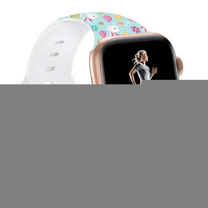 Butterfly Buckle Easter Printed Silicone Watch Band, For Apple Watch SE 44mm, For Apple Watch Series 6 40mm, For Apple Watch Series 6 44mm, For Apple Watch Series 5 44mm, For Apple Watch Series 5 40mm, For Apple Watch Series 4 44mm                     ...