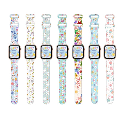 Butterfly Buckle Easter Printed Silicone Watch Band, For Apple Watch SE 2023 44mm, For Apple Watch SE 2023 40mm, For Apple Watch Ultra 2 49mm, For Apple Watch Series 9 45mm, For Apple Watch Series 9 41mm, For Apple Watch Ultra 49mm                     ...