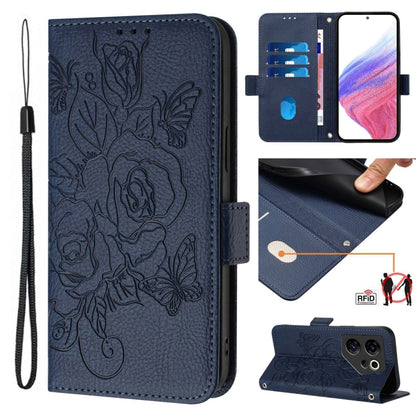 Embossed Rose RFID Anti-theft Leather Phone Case, For Tecno Pova 6 4G, For Tecno Pova 6 5G / 6 Pro, For Tecno Camon 30 Pro 5G, For Tecno Camon 30 5G / 4G, For Tecno Spark 20 Pro+, For Tecno Spark 20 Pro, For Tecno Spark Go 2024 / Spark 20C             ...
