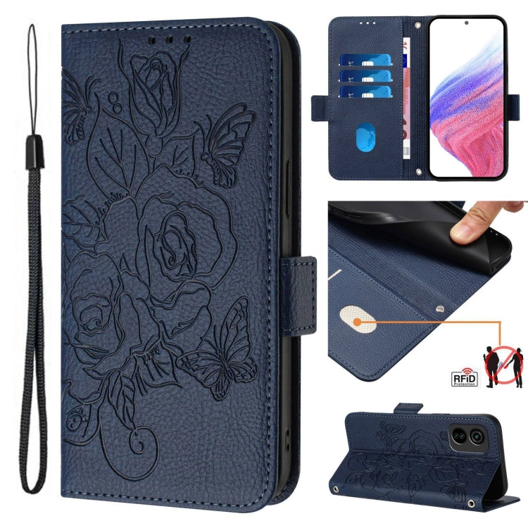 Embossed Rose RFID Anti-theft Leather Phone Case, For Tecno Camon 50 Pro 4G, For Tecno Camon 50 4G, For Tecno Spark Slim 5G, For Tecno Pop 10 / Infinix Smart 10 4G, For Tecno Camon 40 Pro 4G, For Tecno Camon 40 Premier, For Tecno Camon 40 4G           ...