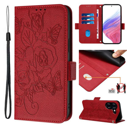 Embossed Rose RFID Anti-theft Leather Phone Case, For Tecno Pova 6 4G, For Tecno Pova 6 5G / 6 Pro, For Tecno Camon 30 Pro 5G, For Tecno Camon 30 5G / 4G, For Tecno Spark 20 Pro+, For Tecno Spark 20 Pro, For Tecno Spark Go 2024 / Spark 20C             ...