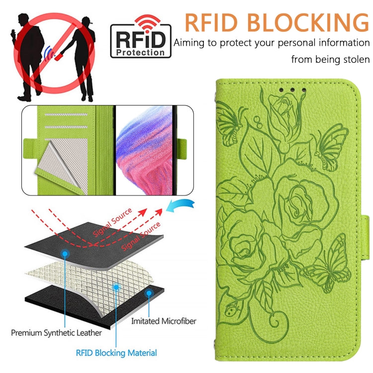 Embossed Rose RFID Anti-theft Leather Phone Case, For Tecno Pova 6 4G, For Tecno Pova 6 5G / 6 Pro, For Tecno Camon 30 Pro 5G, For Tecno Camon 30 5G / 4G, For Tecno Spark 20 Pro+, For Tecno Spark 20 Pro, For Tecno Spark Go 2024 / Spark 20C             ...