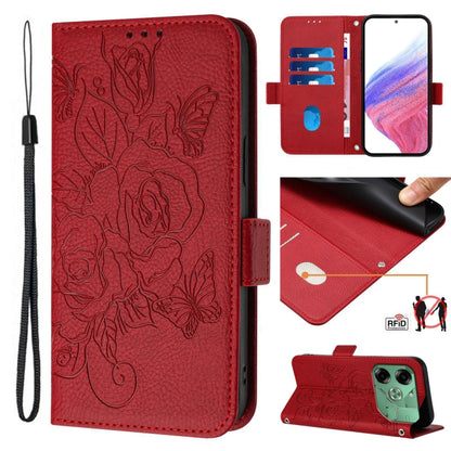 Embossed Rose RFID Anti-theft Leather Phone Case, For Tecno Pova 6 4G, For Tecno Pova 6 5G / 6 Pro, For Tecno Camon 30 Pro 5G, For Tecno Camon 30 5G / 4G, For Tecno Spark 20 Pro+, For Tecno Spark 20 Pro, For Tecno Spark Go 2024 / Spark 20C             ...
