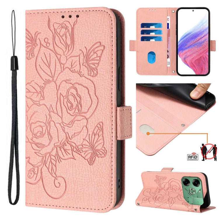 Embossed Rose RFID Anti-theft Leather Phone Case, For Tecno Pova 6 4G, For Tecno Pova 6 5G / 6 Pro, For Tecno Camon 30 Pro 5G, For Tecno Camon 30 5G / 4G, For Tecno Spark 20 Pro+, For Tecno Spark 20 Pro, For Tecno Spark Go 2024 / Spark 20C             ...