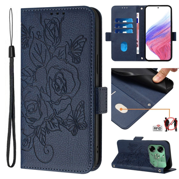 Embossed Rose RFID Anti-theft Leather Phone Case, For Tecno Pova 6 4G, For Tecno Pova 6 5G / 6 Pro, For Tecno Camon 30 Pro 5G, For Tecno Camon 30 5G / 4G, For Tecno Spark 20 Pro+, For Tecno Spark 20 Pro, For Tecno Spark Go 2024 / Spark 20C             ...