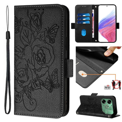 Embossed Rose RFID Anti-theft Leather Phone Case, For Tecno Pova 6 4G, For Tecno Pova 6 5G / 6 Pro, For Tecno Camon 30 Pro 5G, For Tecno Camon 30 5G / 4G, For Tecno Spark 20 Pro+, For Tecno Spark 20 Pro, For Tecno Spark Go 2024 / Spark 20C             ...