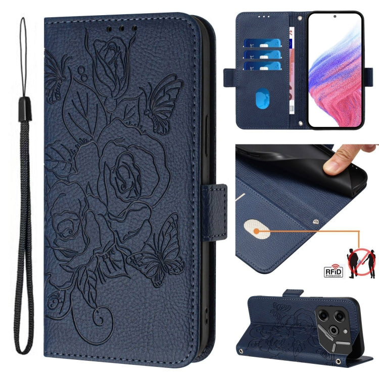 Embossed Rose RFID Anti-theft Leather Phone Case, For Tecno Pova 6 4G, For Tecno Pova 6 5G / 6 Pro, For Tecno Camon 30 Pro 5G, For Tecno Camon 30 5G / 4G, For Tecno Spark 20 Pro+, For Tecno Spark 20 Pro, For Tecno Spark Go 2024 / Spark 20C             ...